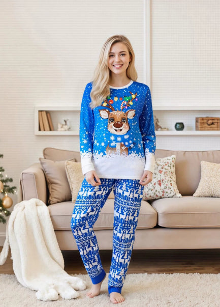 Vêtements de salon de Noël de style européen et américain Plaid rouge et blanc Raglan manches longues