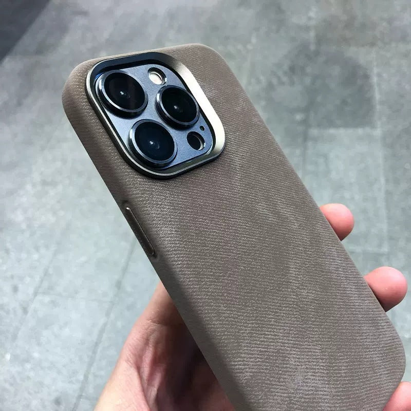 Boîtier de téléphone en cuir anti-goutte