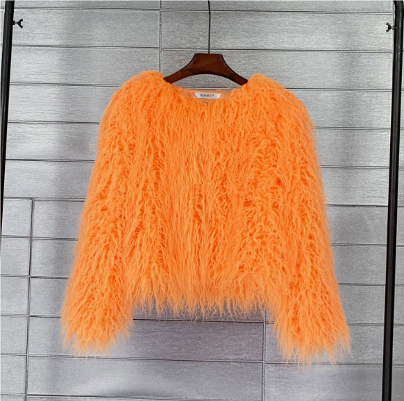 Femmes manteau de fourrure Automne Hiver Faux Fur Shaggy Veste Fourrure Bontjas