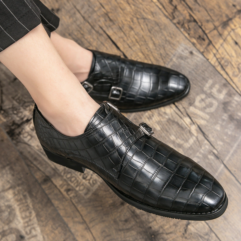 Chaussures en cuir homme de style britannique avec un orteil carré et motif embossé