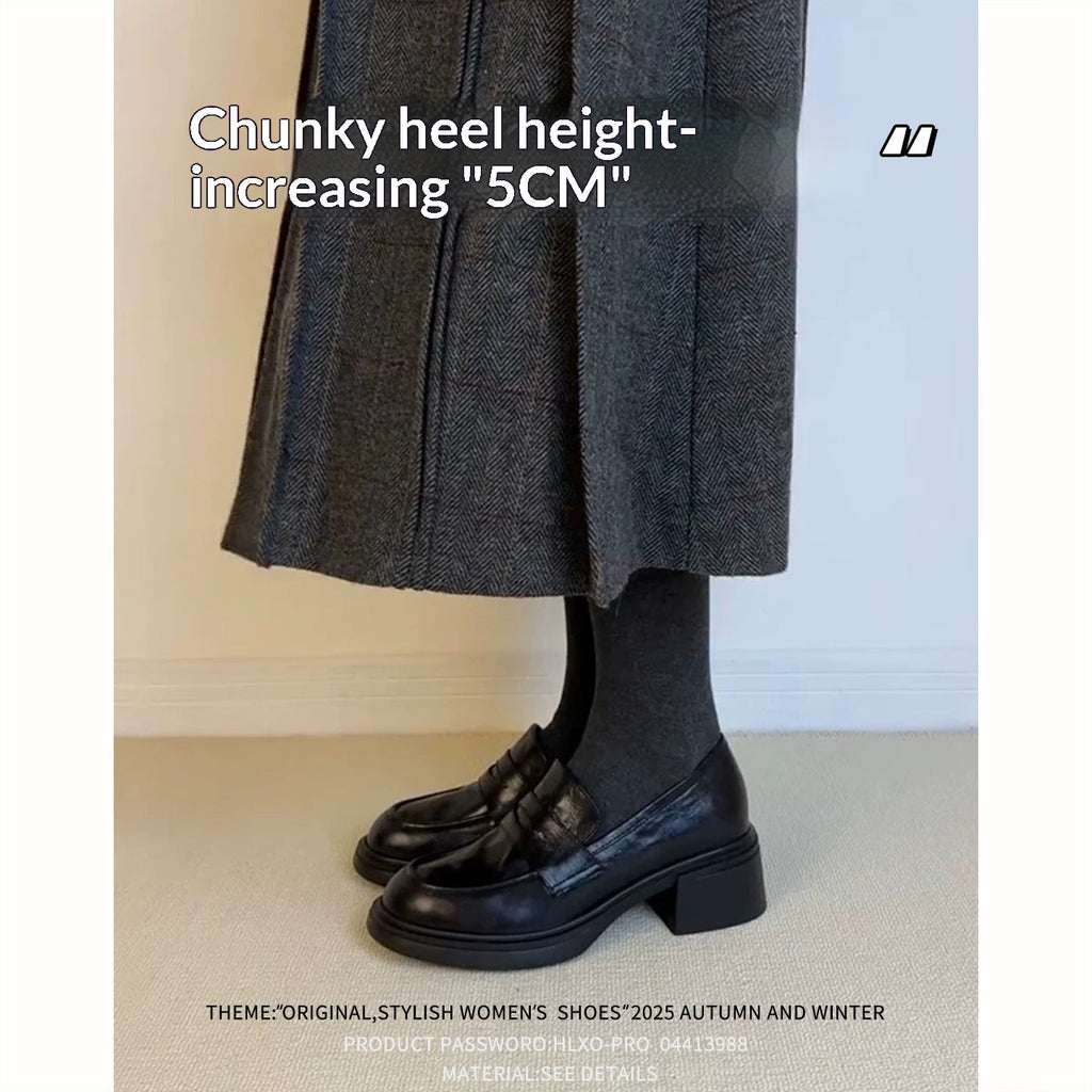Rétro Pompes à orteils ronds à talons chunky