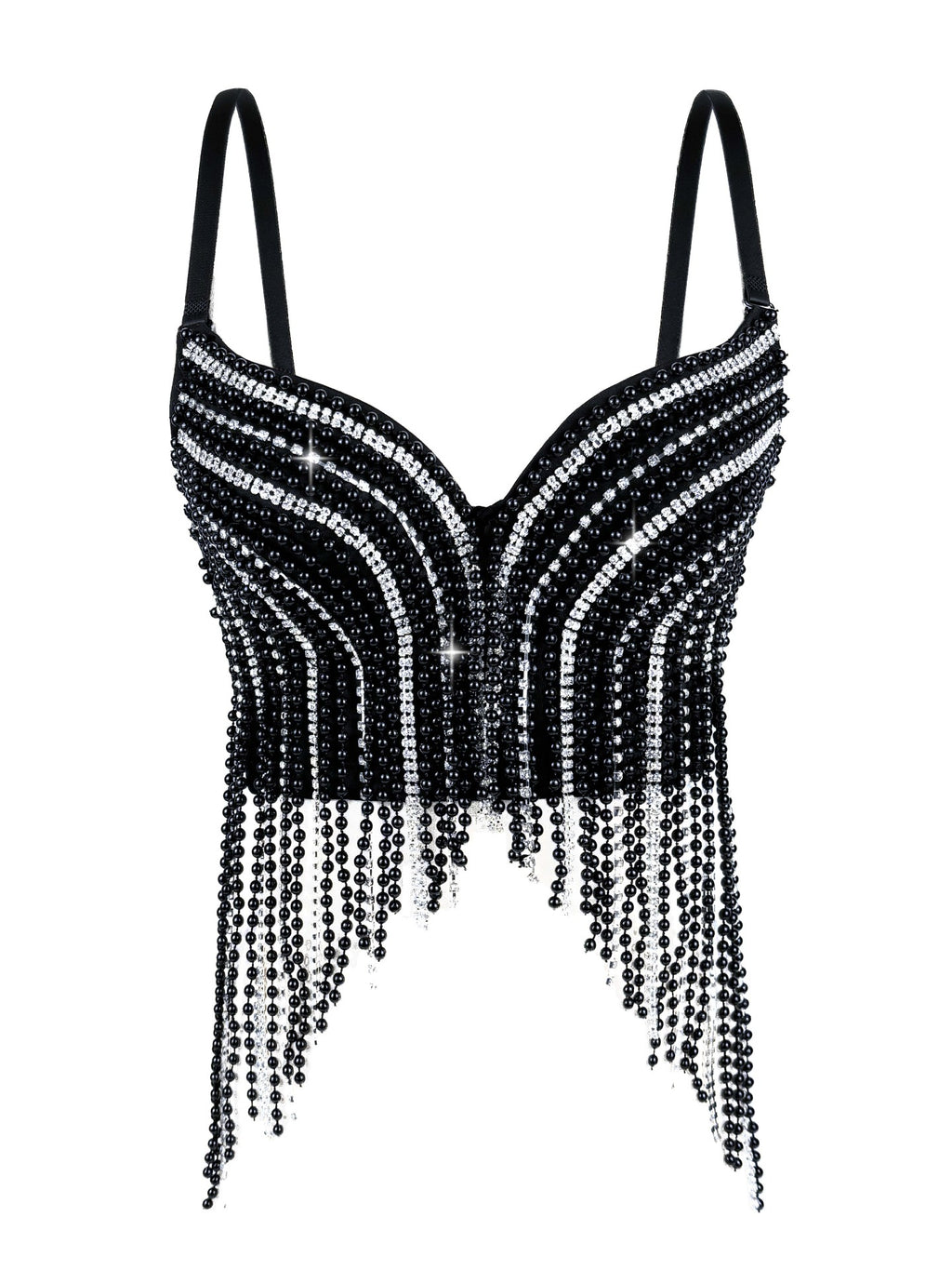 Pearl Diamond Chain Tassel Suspender Top Européen et américain d'été Sexy Pure Desire Out