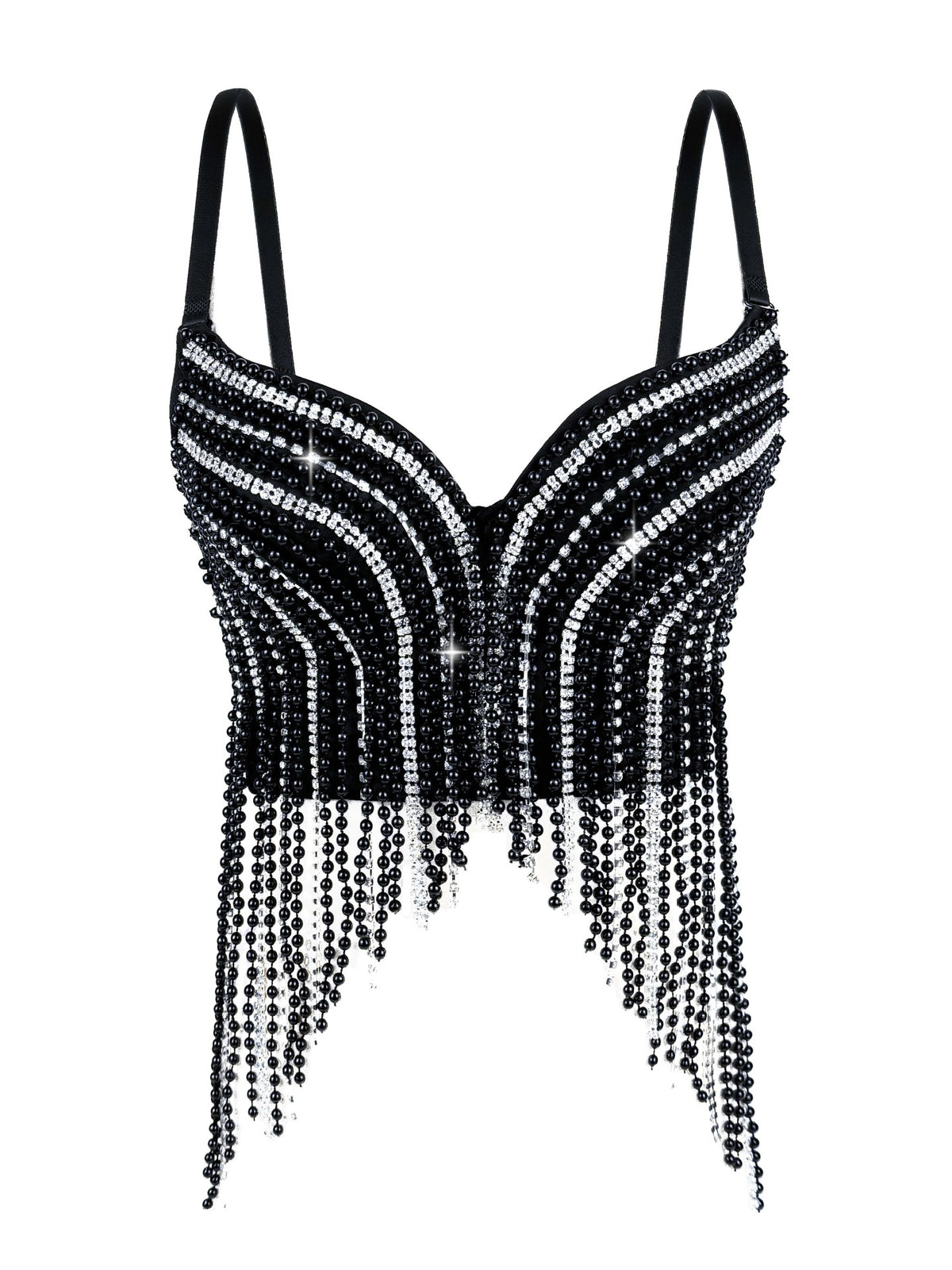 Pearl Diamond Chain Tassel Suspender Top Européen et américain d'été Sexy Pure Desire Out