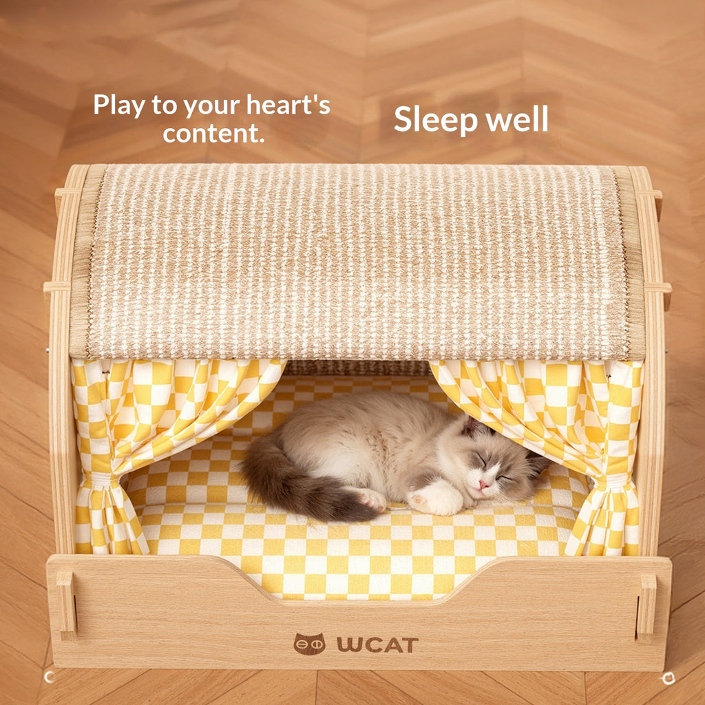 Lit de chat tout-en-un quatre saisons avec poste et tiroir