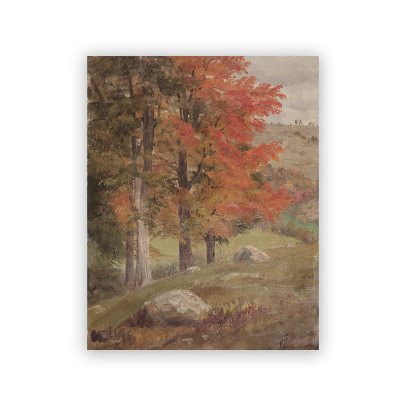 Automne Arbres Paysage Peinture à l'huile Affiche Toile Salon Décoration