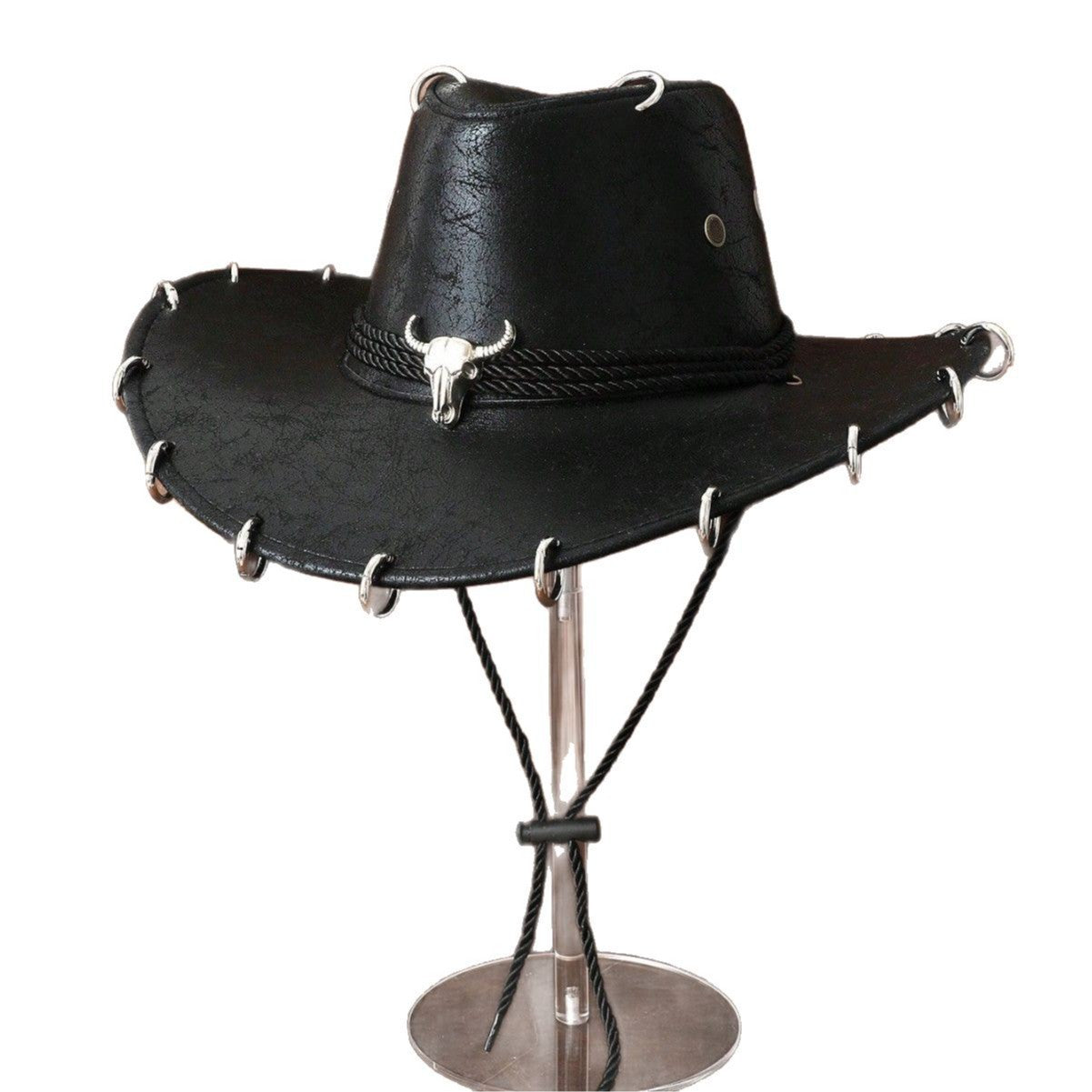 Chapeau à tête en cuir de vache de style américain Vintage Western