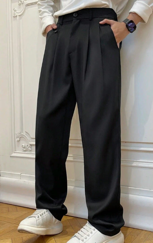 Pantalon de costume polyvalent de couleur solide pour homme
