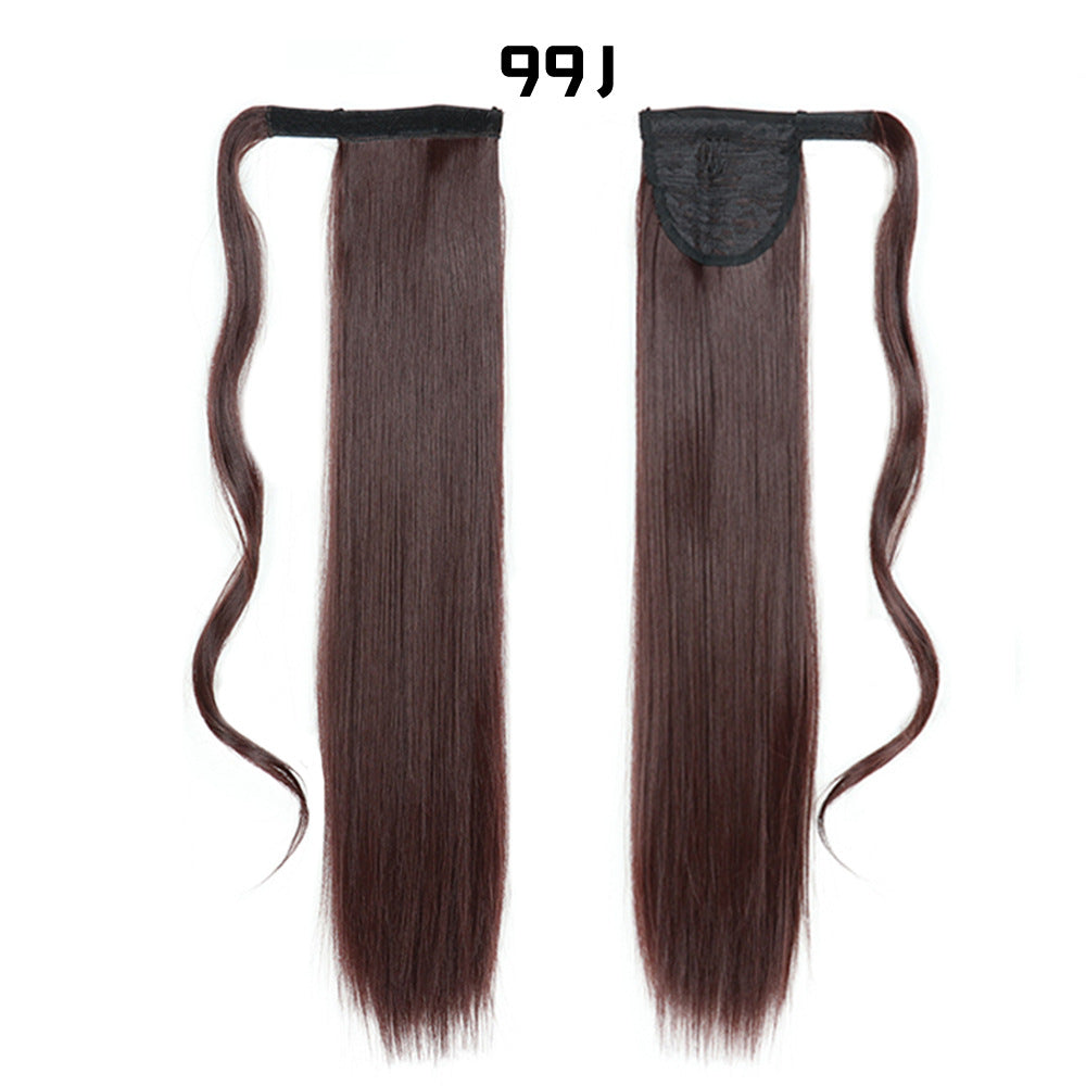 European And American Long Straight Cheveux Velcro Ponytail
