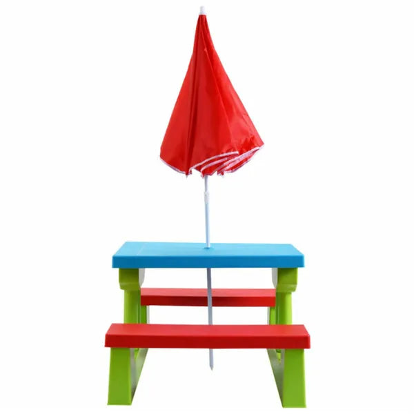 Ensemble de table de pique-nique extérieur pour enfants avec parapluie de protection UV pliable