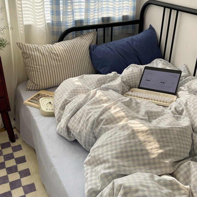 Feuille de lit en coton et couverture de couette Ensemble de quatre pièces