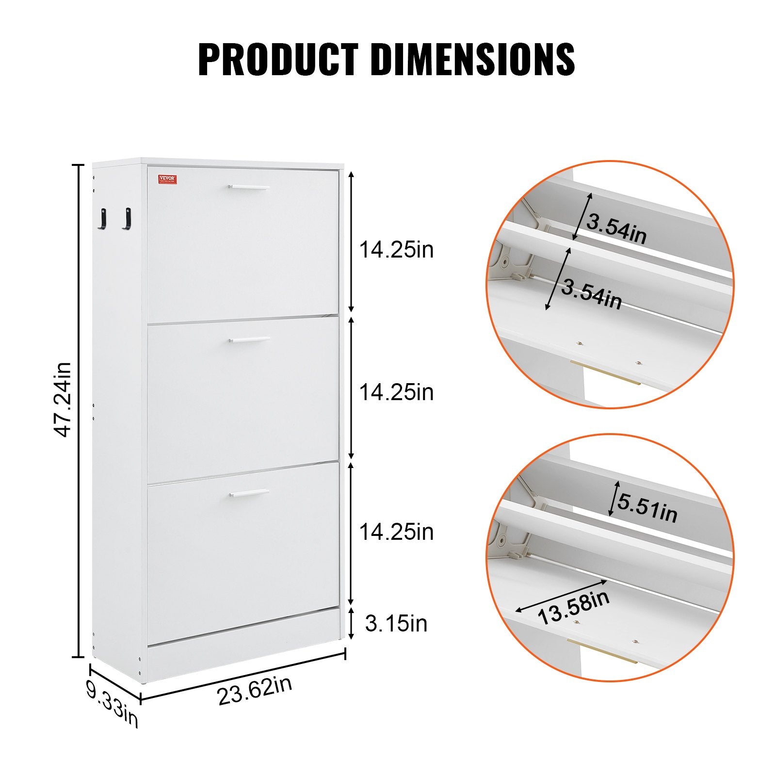 Cabinet de chaussures VEVOR avec 3 tiroirs