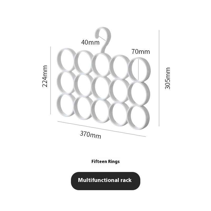 Hanger de vêtements blancs avec boucles en plastique créatif 15-ring sac écharpe