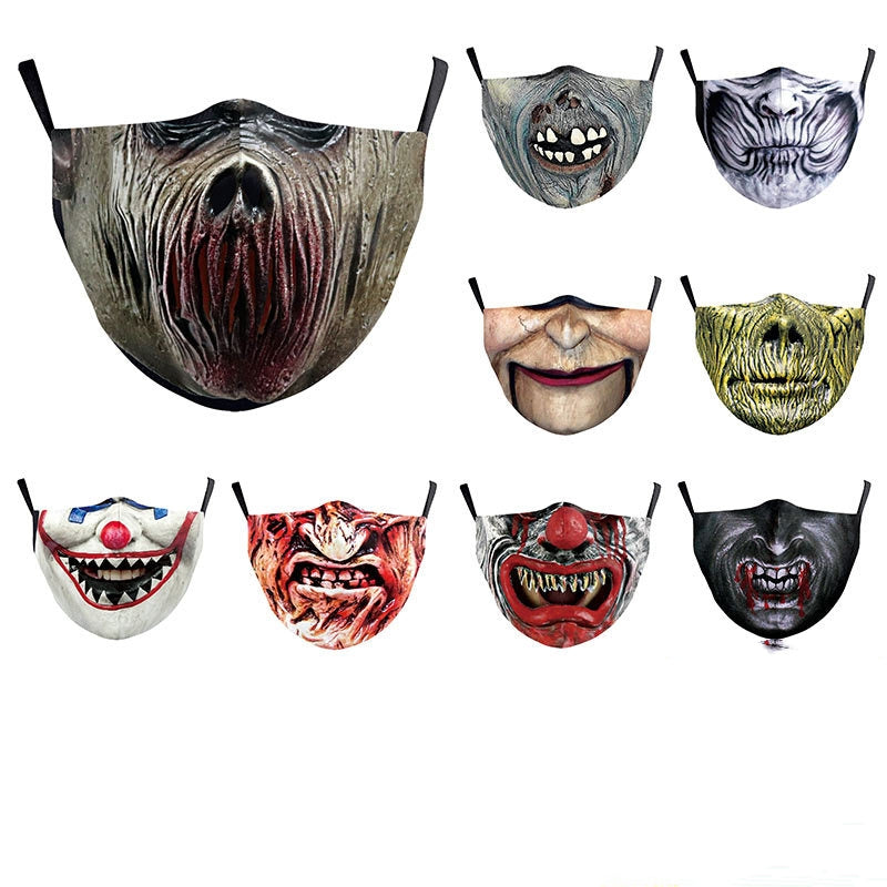Impression numérique Clown Halloween Funny Horror Double couche Masque de poussière