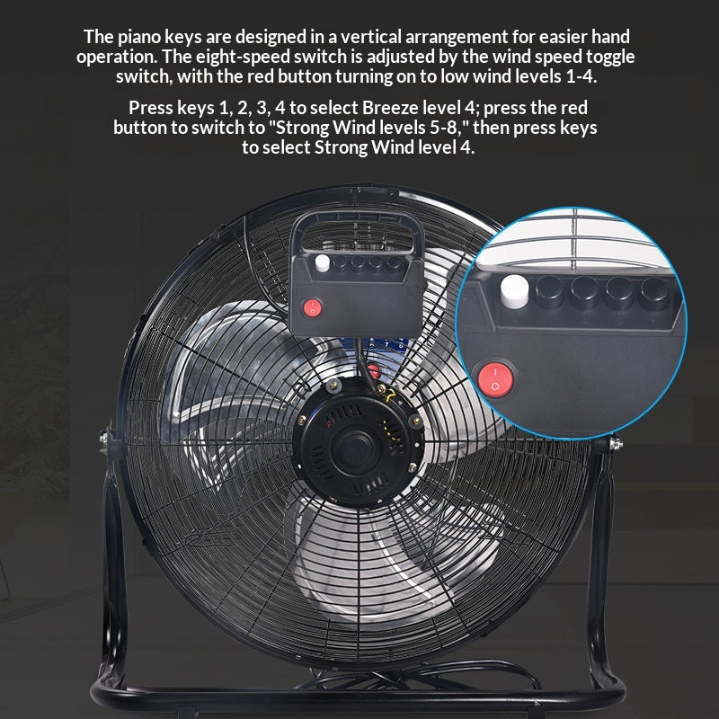 Silent High-Power Electric Floor Fan for Households