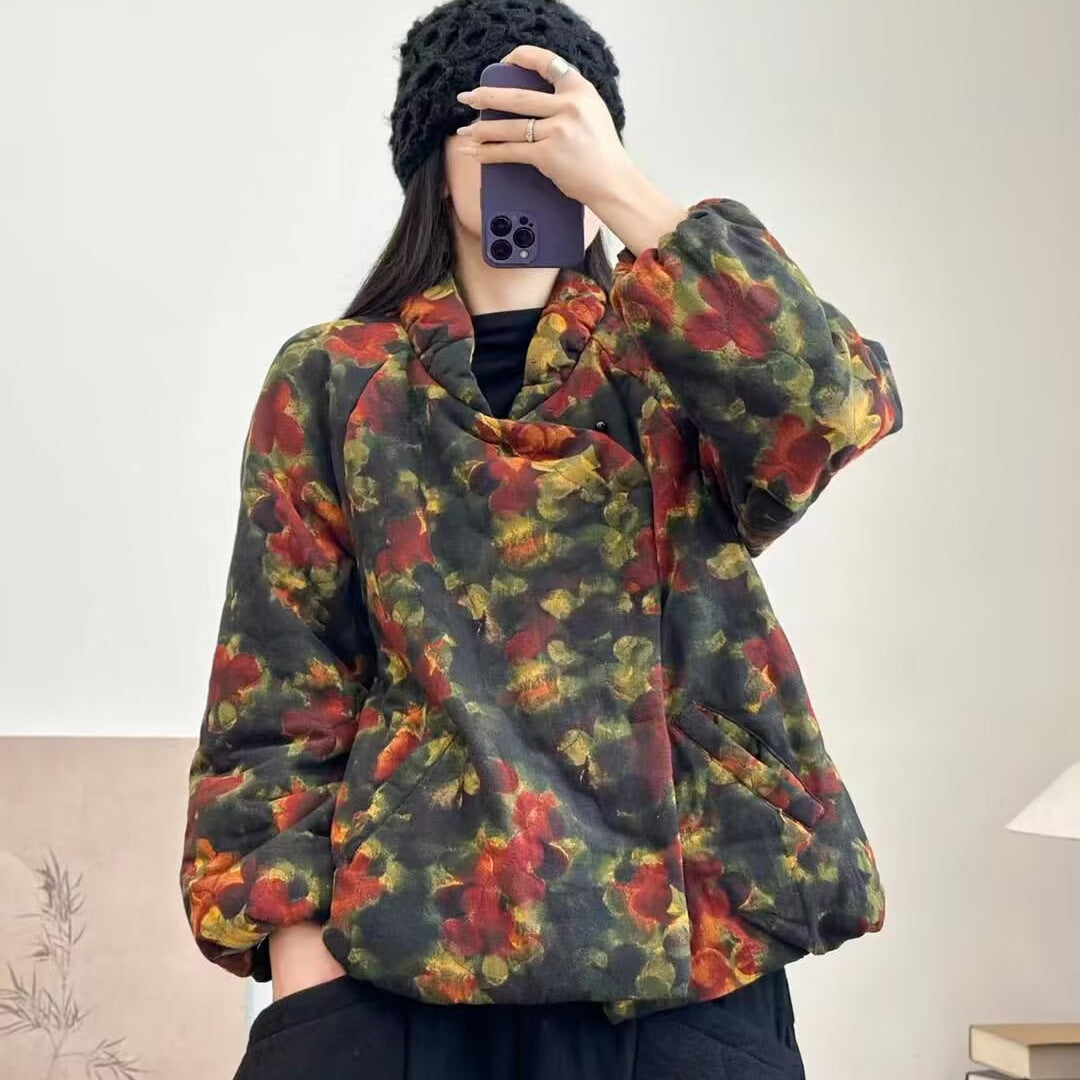 Coton rembourré Coat imprimé Cardigan Casual Top