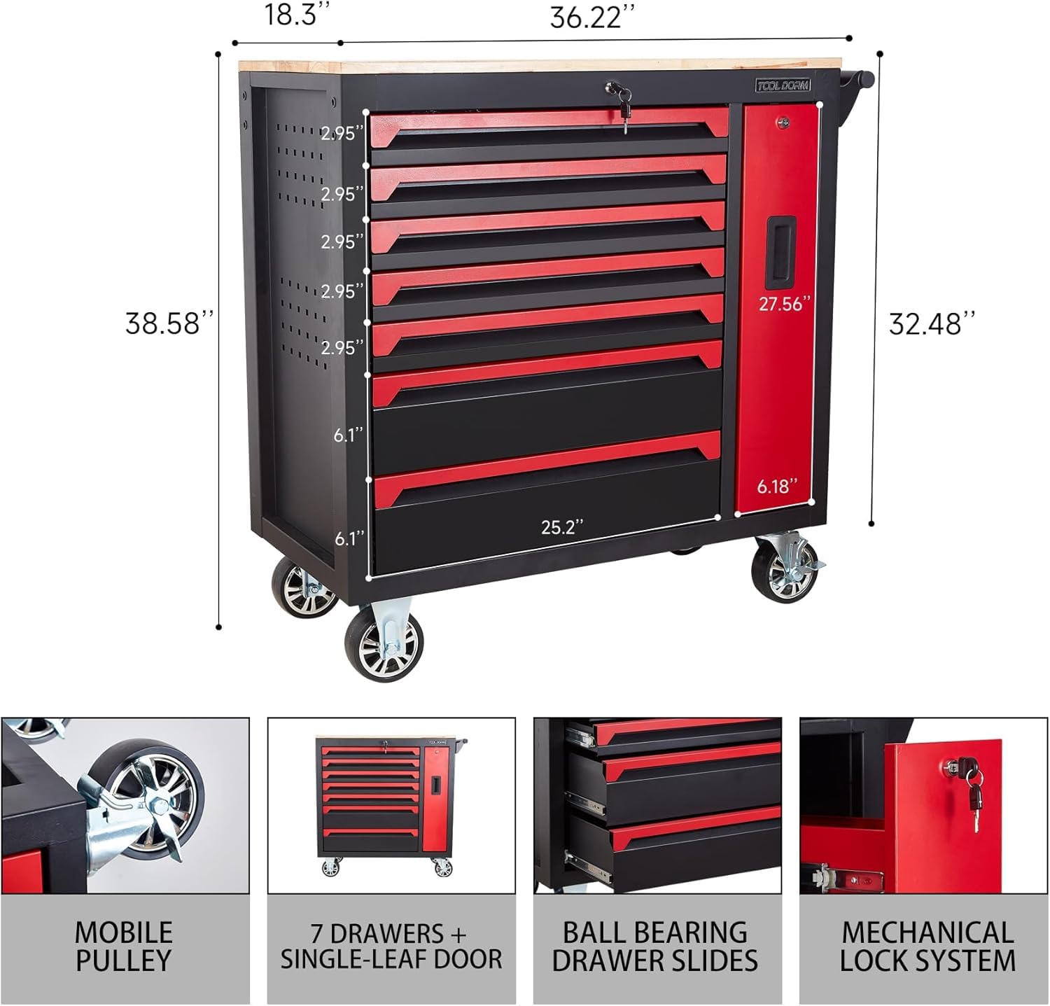 Uniquement pour l'expédition sur Bill 36 pouces 8-drawer Tool Cabinet TT3608