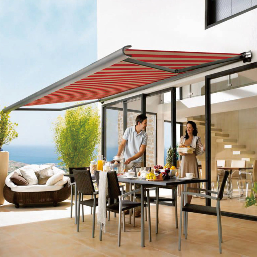 D8300 Auvent rétractable en boîte complète 2-6m et 1,5-3m Canopée motorisée de patio avec LED