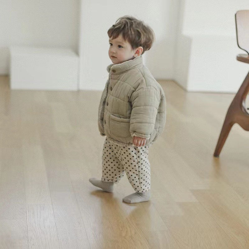 Manteau de coton à manches longues doublée de polaire pour bébé d'hiver