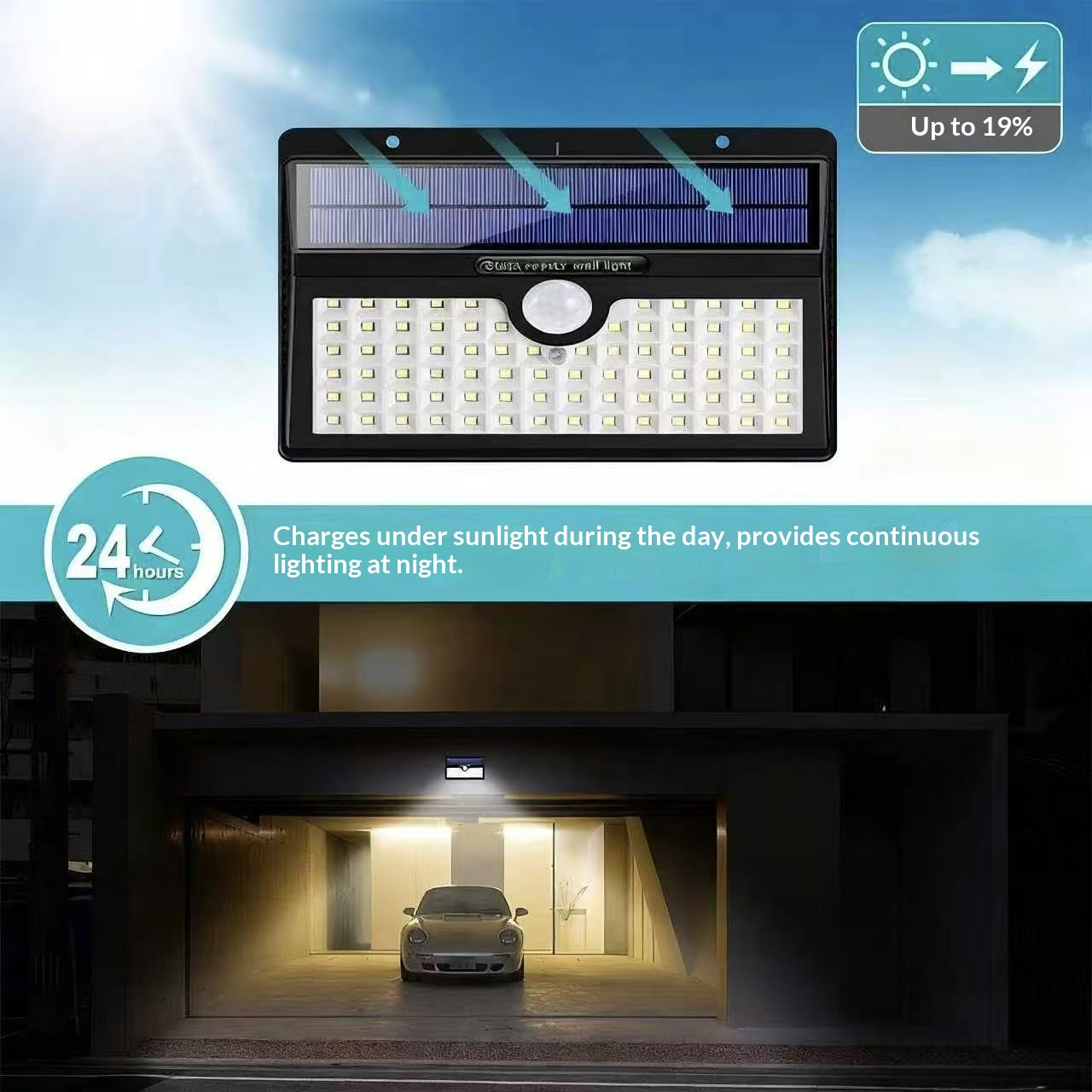 Lampe solaire extérieure étanche à détecteur de mouvement 78-LED