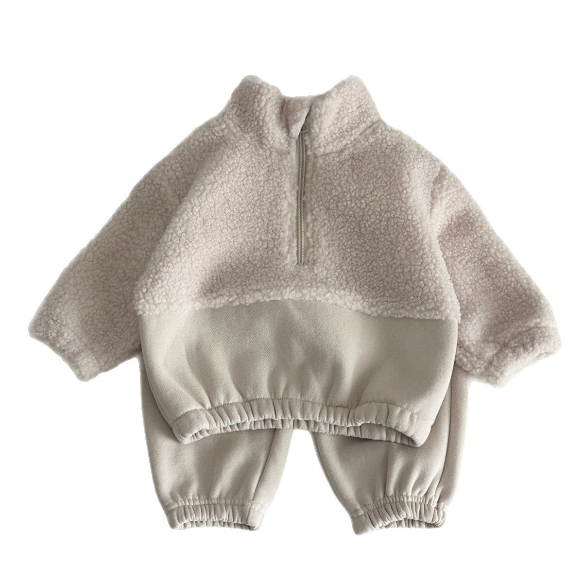 Baby and Toddler Lambswool Collier Stand-up Chandail demi-zip