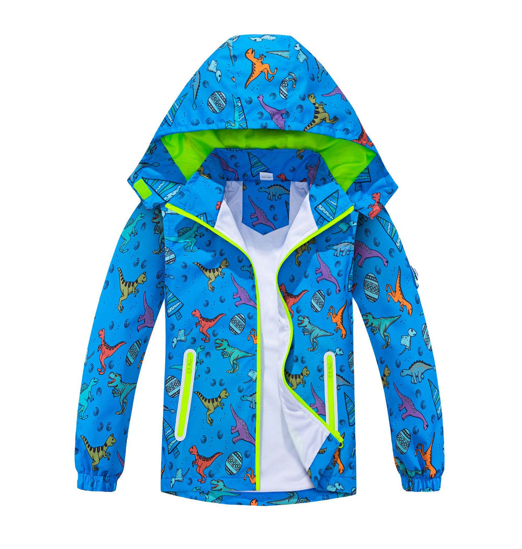 Springautumn Nouveau-arrivé Dinosaur-print Gradient-color Zip-up Hoodie pour les garçons et les filles