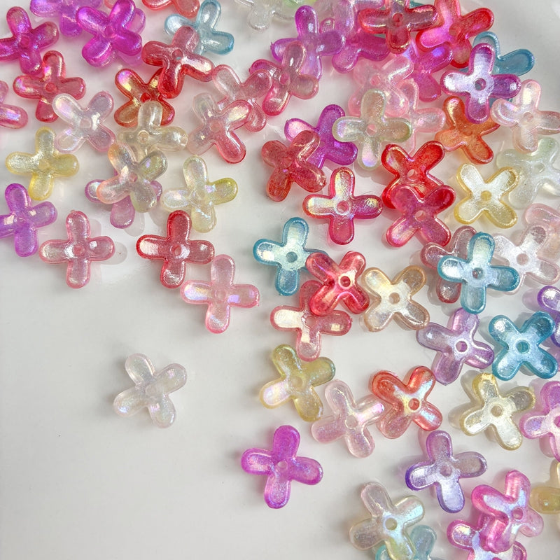 Perles de fleurs acryliques 4-Petal Lumineuses Glow-in-the-Dark
