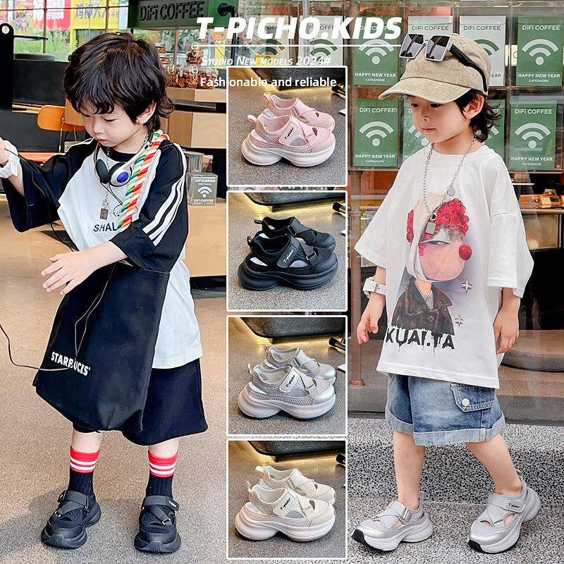 Chaussures de papa respirant Hollow-out style coréen Sandales pour les enfants plus âgés
