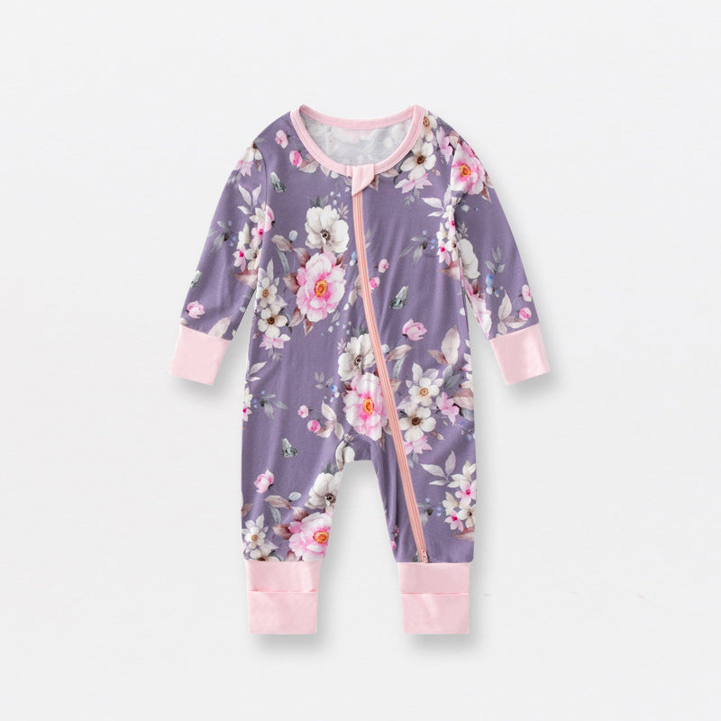 Jusheng Vêtements Commerce extérieur Bamboo Fibre de bébé combinaisons de saut au printemps et d'automne manches longues D