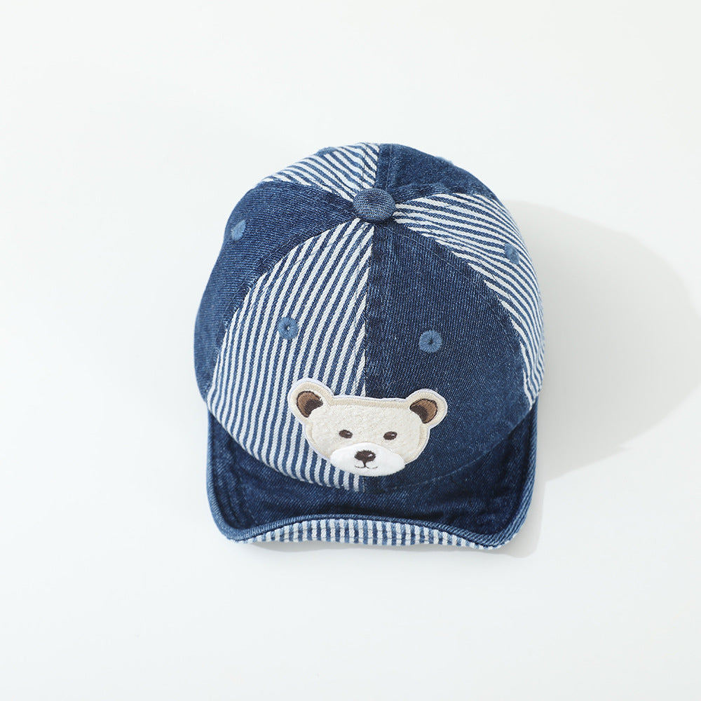 Patchwork pour enfants ours cartoon rayé cousu Lavé à l'eau Détresse Mode Casual Soft