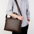 Sac à main pour hommes Double Tir Grande capacité Business Computer Bag Tactile en cuir authentique F