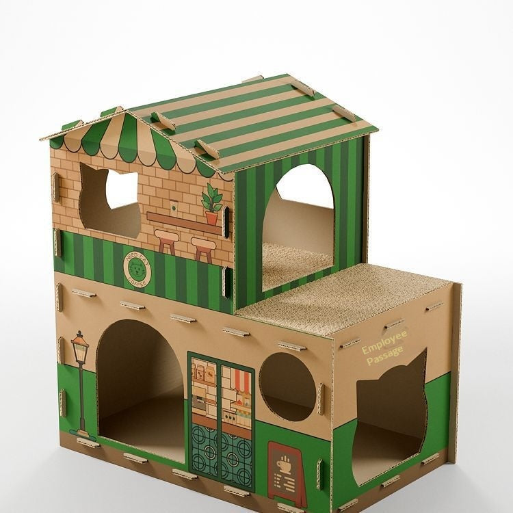 Chat Villa All-in-One Scratching Post & BedThickened Corrugated Paper Scratch Toy
