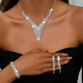 Boucles d'oreilles Super Shiny Full Diamond Claw Chain Tassel Geometric Collier Bracelet Juif mariée