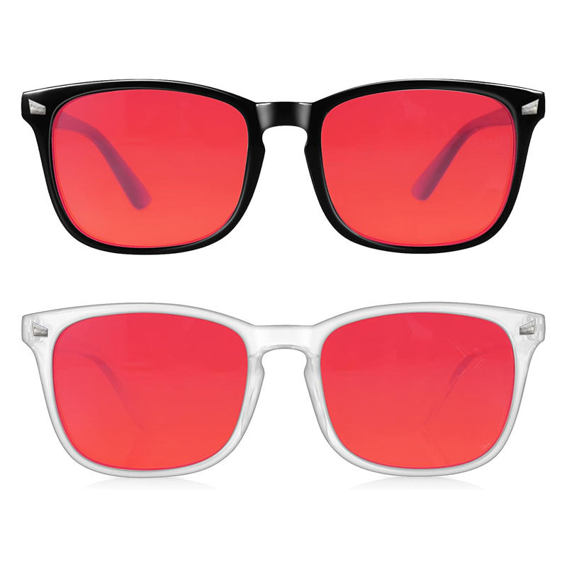 Lunettes de soleil à la mode à cadre carré de protection UV Lensed rouge