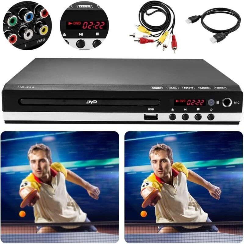 Lecteur DVD Region Gratuit avec télécommande USB Multi Region & HDMIAV Cable UK