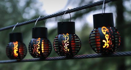 Solar Landelier Balcon Terrasse Disposition Simulation Flamme Lampe suspendue Extérieur Étanche G