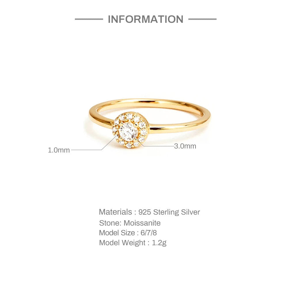 Coin arrondi du vent Moissanite Anneau Or 18K