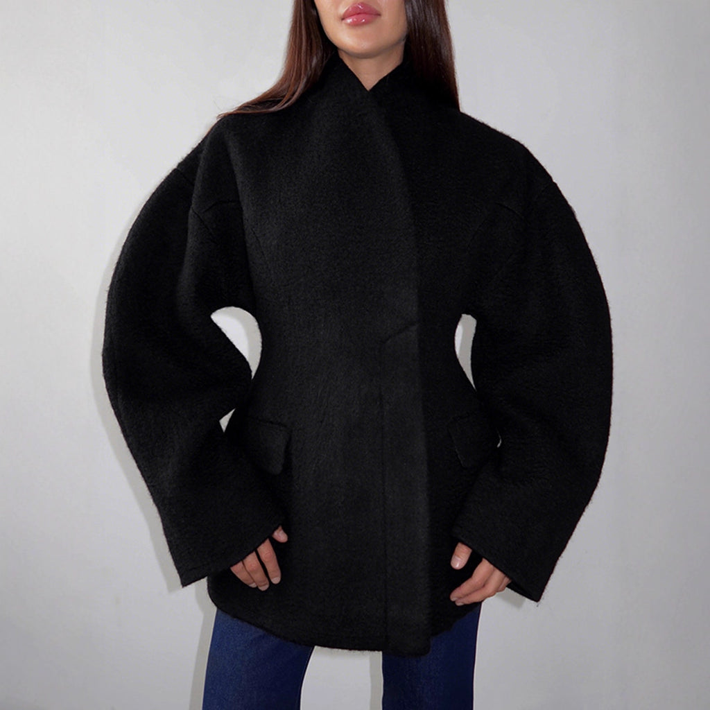 Hiver Designer style Relaxed-fit Stand-collar Veste mi-longueur