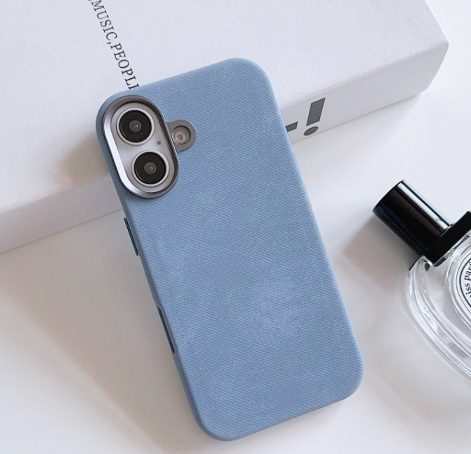 Étui de téléphone en cuir magnétique en flanelle