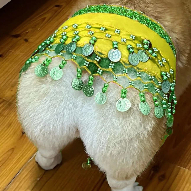 Danse Belly Fart Chaîne à paillettes Chaîne de taille Enthousiastique chien Fart Hip Scarf