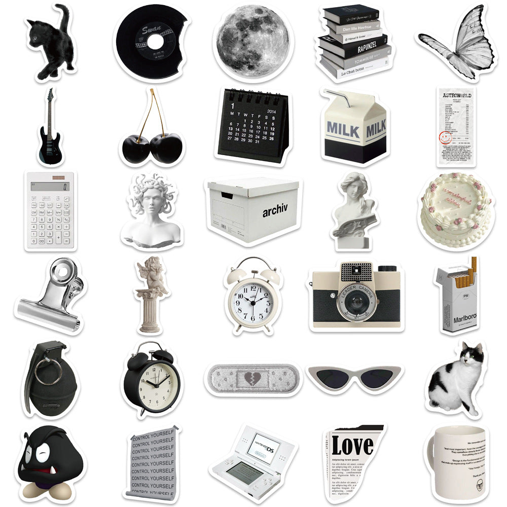 Black and White Style simple ordinateur portable café tasse de thé à thé imperméable peinture
