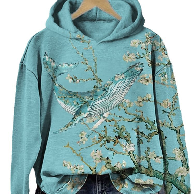 Cherry Blossom Print Trendy Casual Top Jacket