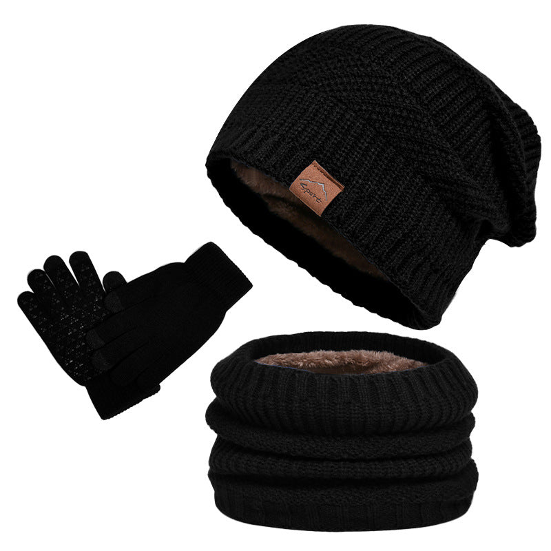 Gants d'écharpe de chapeau chaud doublé de polaire d'hiver Ensemble de trois pièces