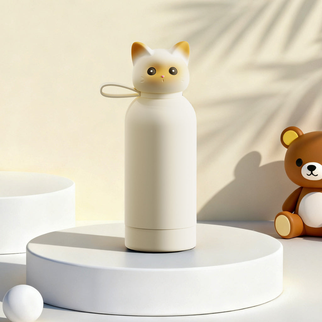 Cute Cat Stainless Steel Portable Water Bottle for Girls