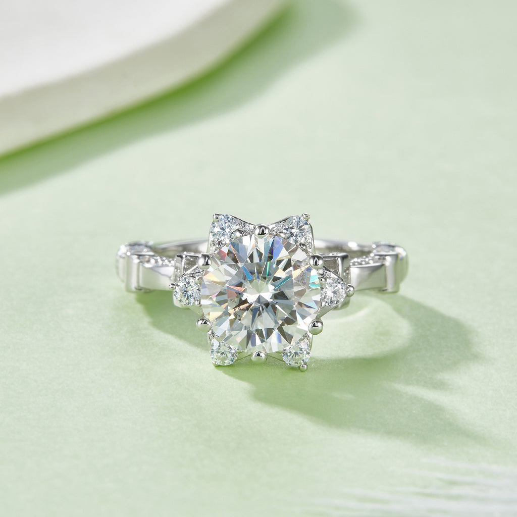 S925 Argent Sterling 2ct Anneau de Moissanite