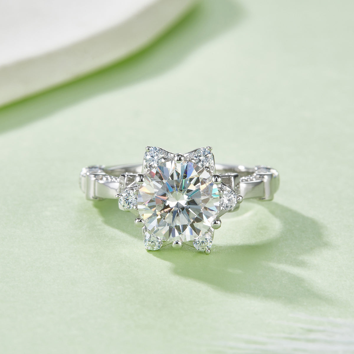 S925 Argent Sterling 2ct Anneau de Moissanite