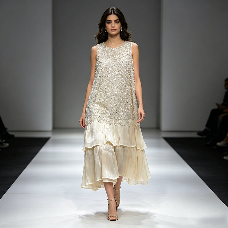 Robe Midi sans manches en couches