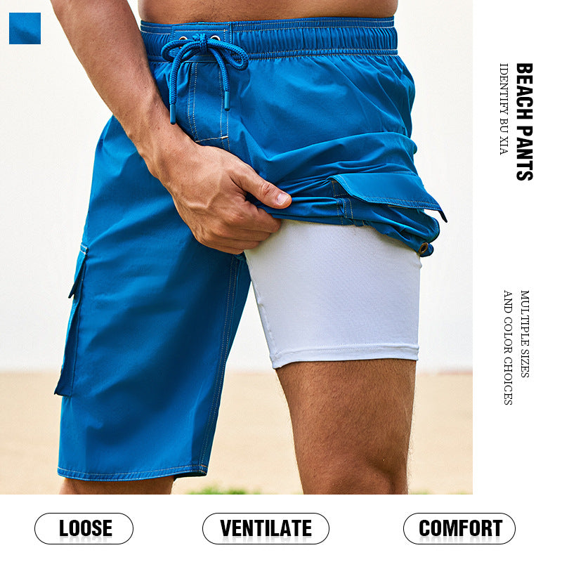 Été homme Jogger Solid Couleur Knee Beach Pantalon Casual Short confortable Short extérieur