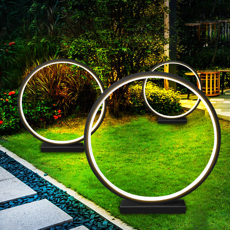 Courtyard pelouse lampe extérieur étanche simple anneau rond lampe de paysage