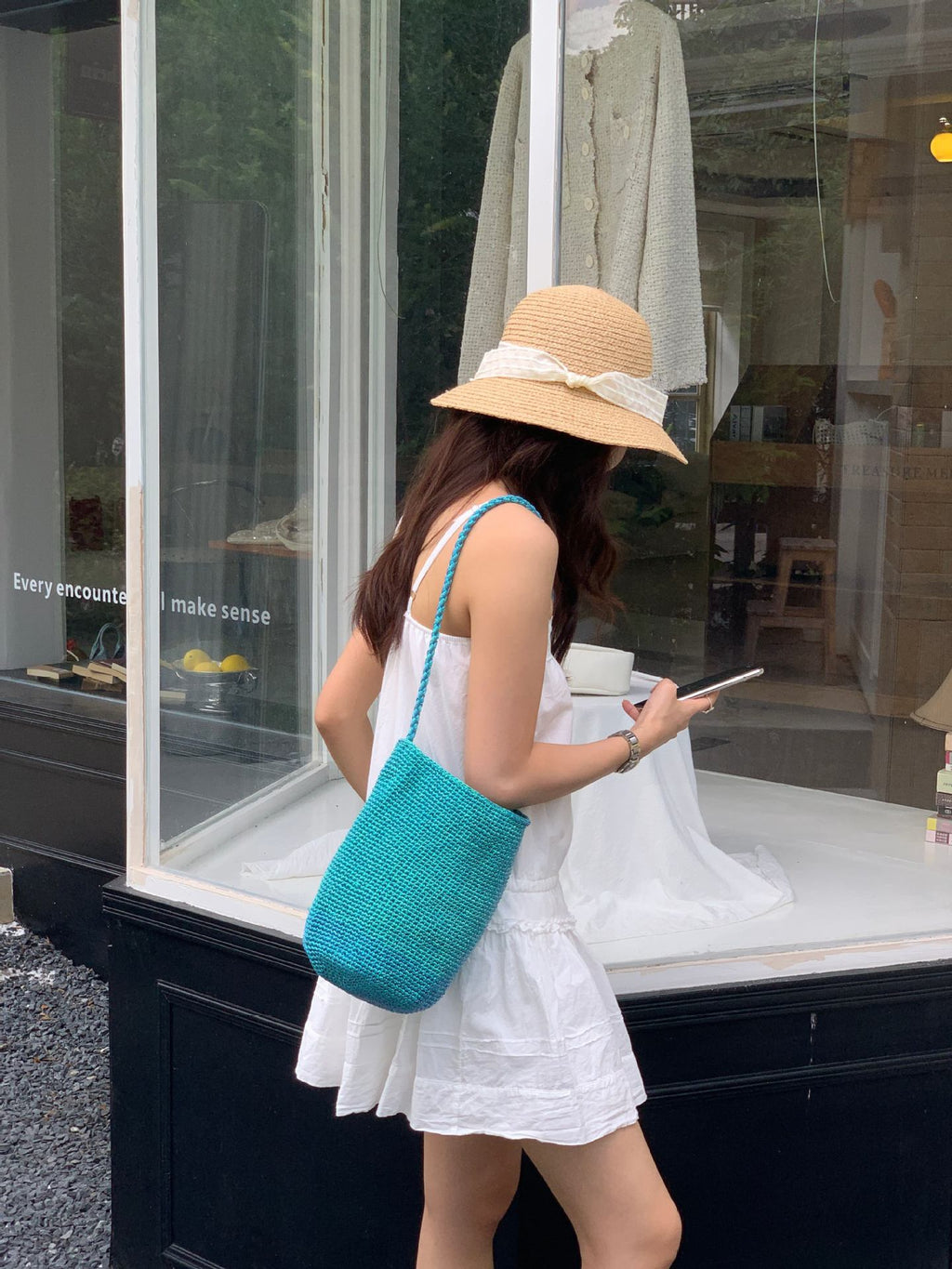 Sac en seau rouge fait à la main de style coréen pour femmes