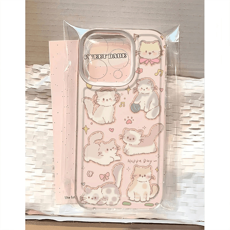 Multiples chats mignons convenant pour le cas de téléphone Creative Full Cover Soft Shell